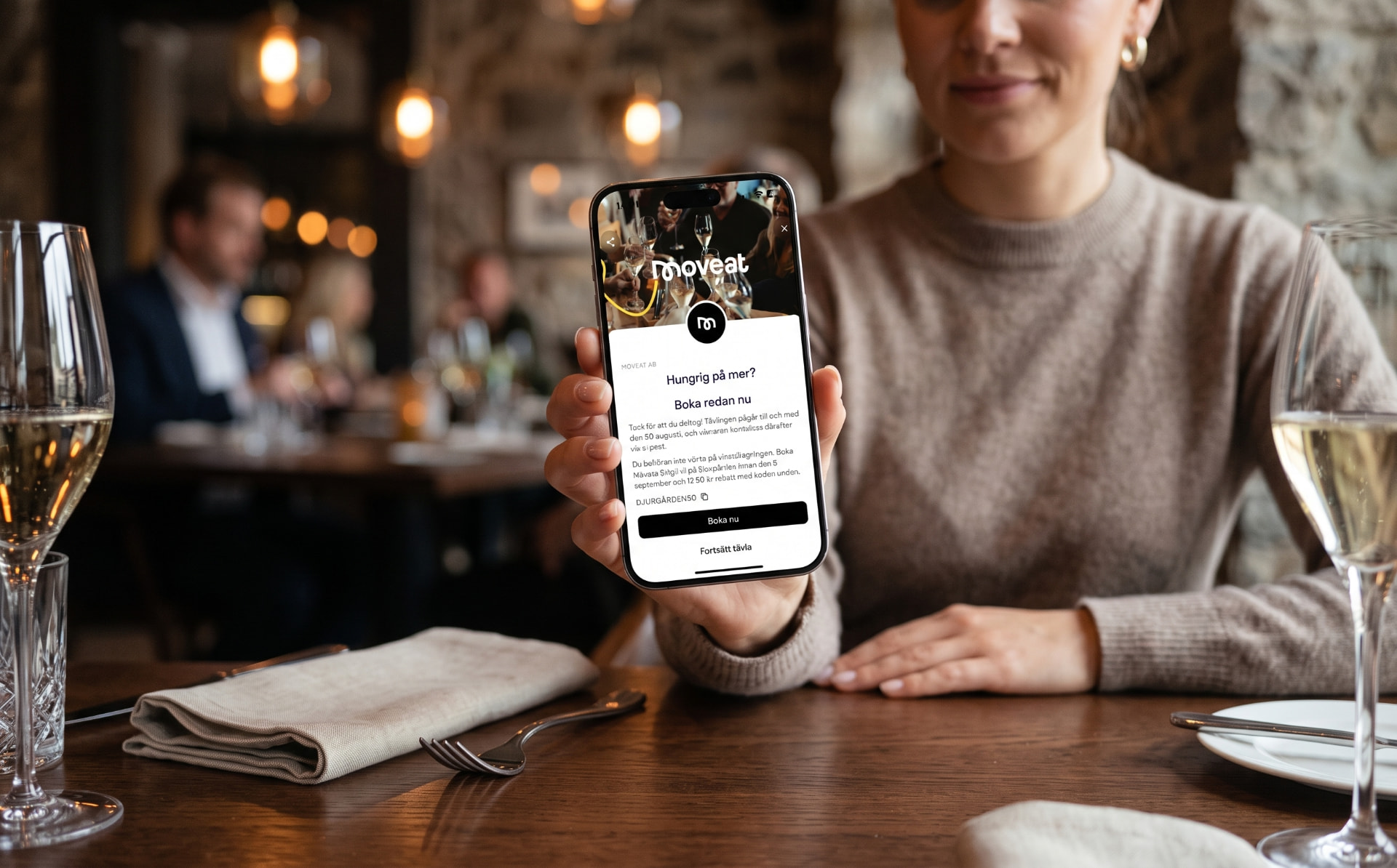 Mobil med tävling för restaurang, café eller hotell.