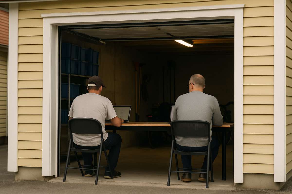 Challero team working in garage