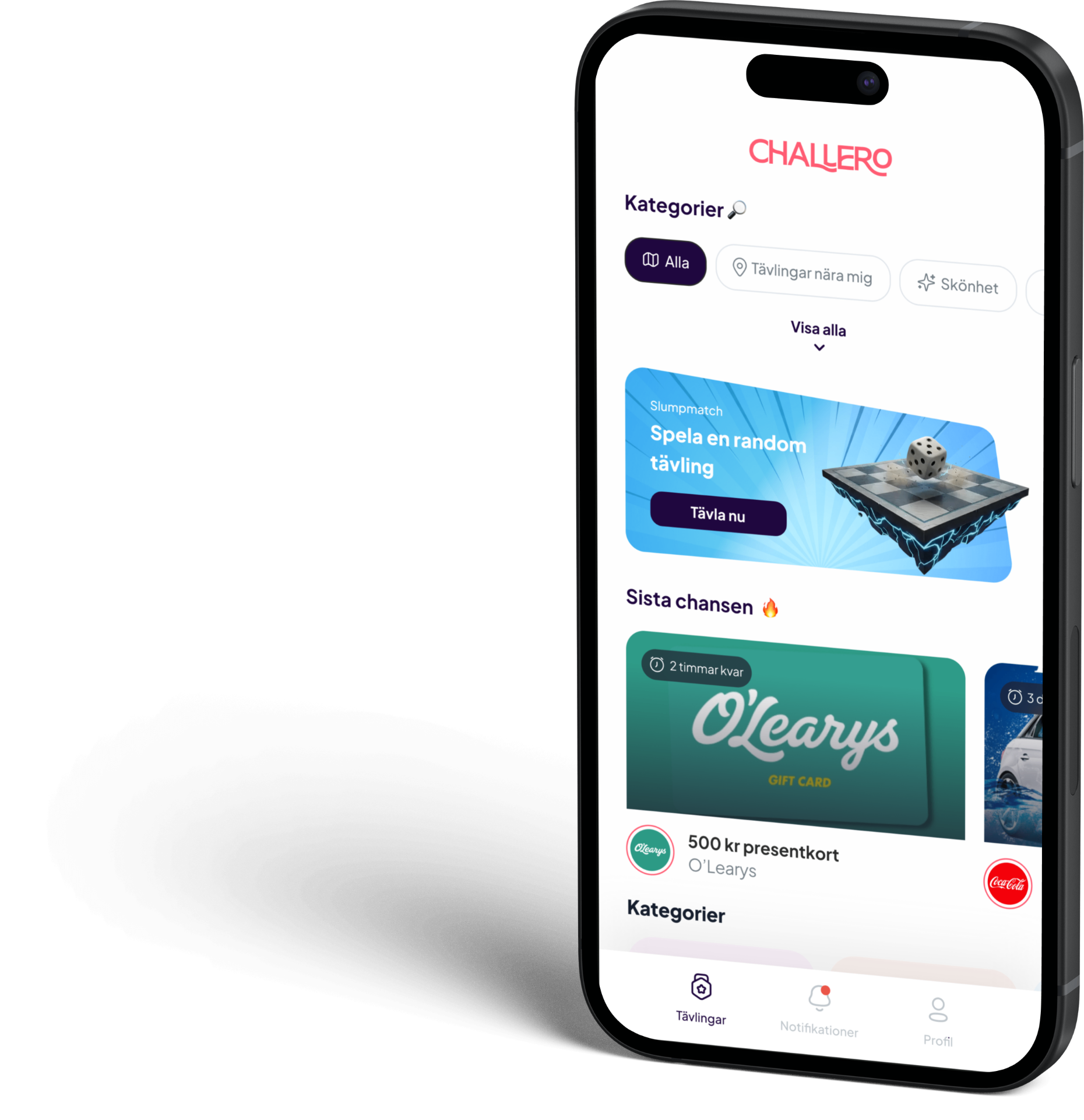 Challero app - Marknadsplats för tävlingar